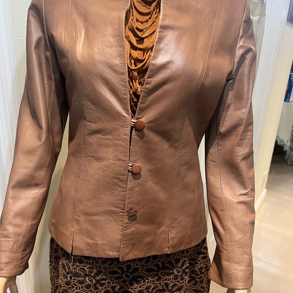 BROWN NAPPA LEATHER JACKET - Picture 4 of 12